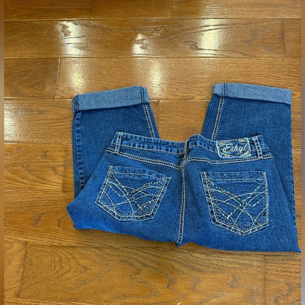 Ethyl crop Jeans with embellishments size 10